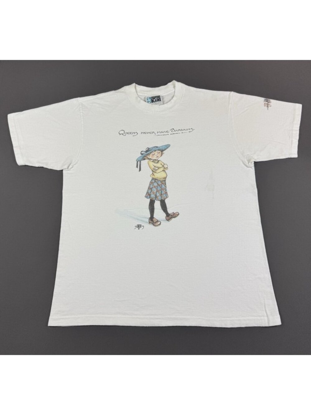 Vintage Art Stafford Blaine Author Lewis Carroll Queens Never Make Bargain Tee